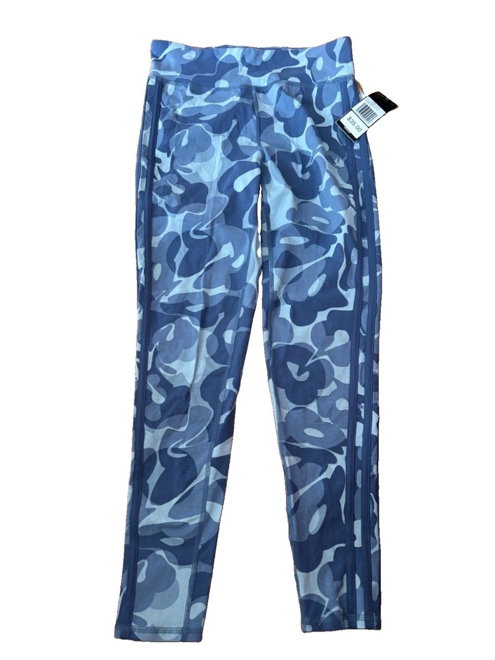Adidas Girls Blue Camo Slim FitLeggings - XL (16)